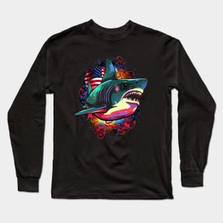 Patriotic Shark Long Sleeve T-Shirt